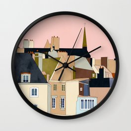 Saint Malo Wall Clock | Europe, Modern, Brittany, Bretagne, Interior, Roofs, Graphicdesign, Contemporary, Vector, Travel 