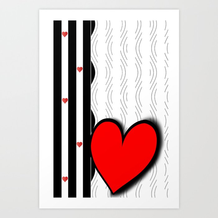 Black and white meets red Version 21 Art Print