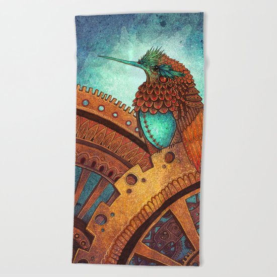 Clockwork Hummingbird Beach Towel