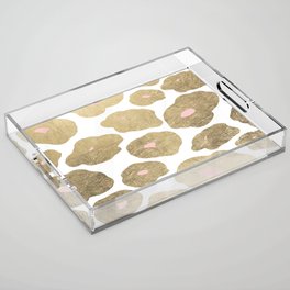 Elegant pink faux gold abstract leopard animal print Acrylic Tray