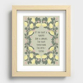 Cicero quote, lemon art Nouveau, botanical print, pink green yellow  Recessed Framed Print