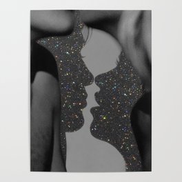 LOVE | glitter collage art | shadows | feelings | passion | sparkle art | glitter art | bling  Poster