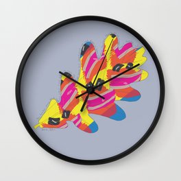 Potato, Patio Wall Clock | Nature, Popart, Quirky, Laughing, Swagger, Comic, Yellow, Leaf, Red, Graphicdesign 