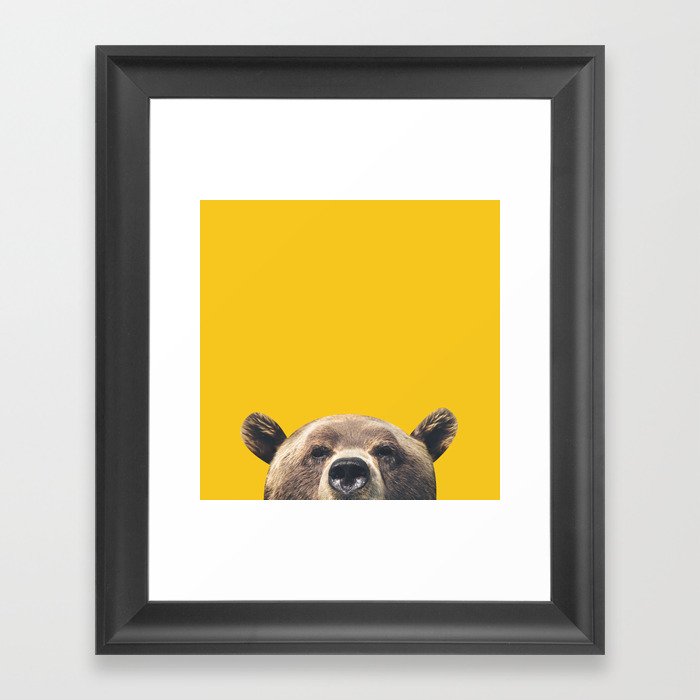 Bear - Yellow Framed Art Print