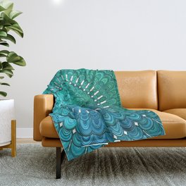 Turquoise Mandala Throw Blanket