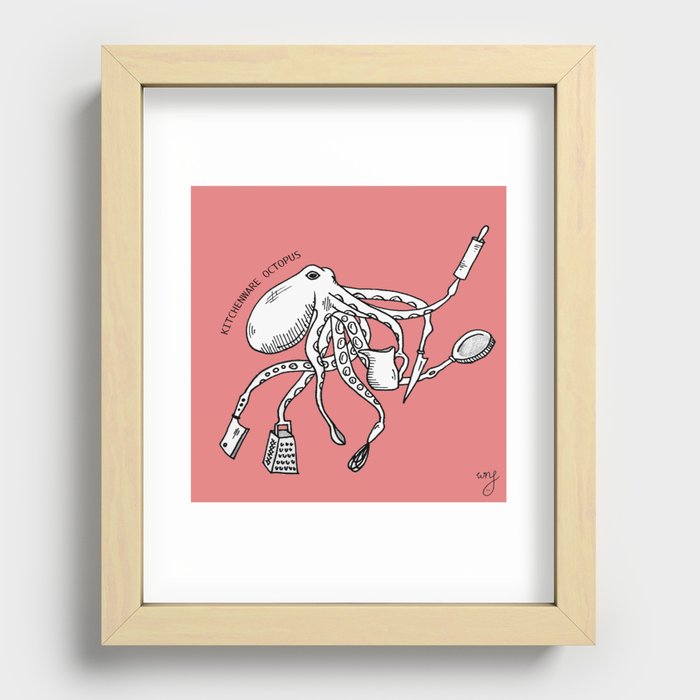 Cute kitchen monsters - the Kitchenware Octopus Recessed Framed Print