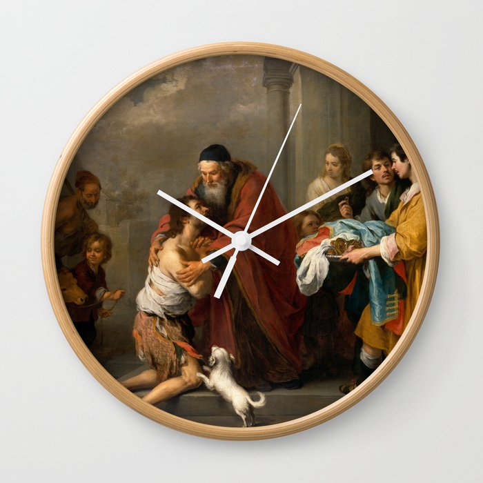 The Return of the Prodigal Son, 1670 by Bartolome Esteban Murillo Wall Clock