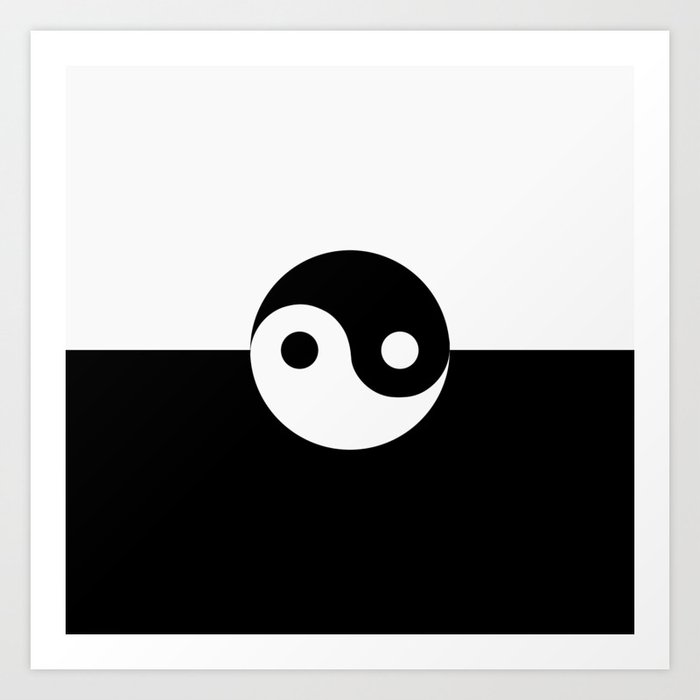Yin and Yang Black and White Peace Balance Symbol Spiritual Gifts Yoga Art Print