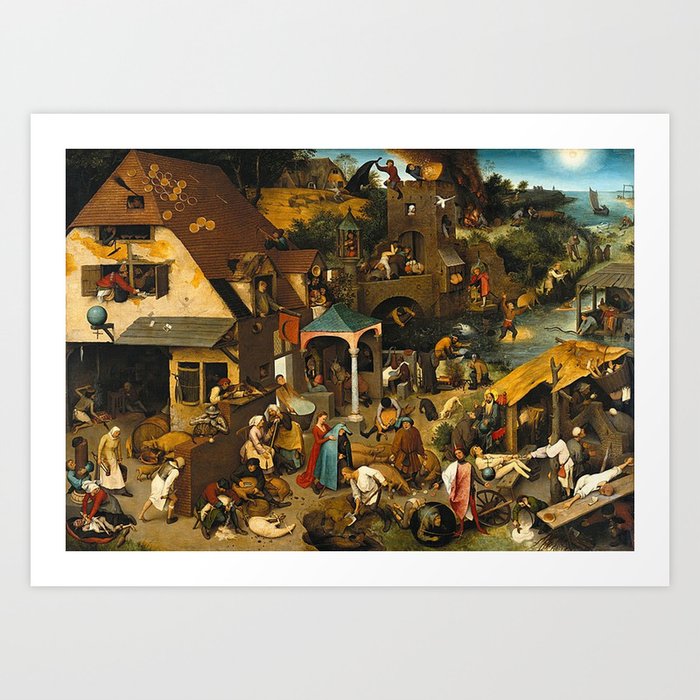 Pieter Bruegel the Elder Netherlandish Proverbs Painting Art Print
