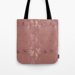 Mauve pink faux gold wildflowers illustration Tote Bag
