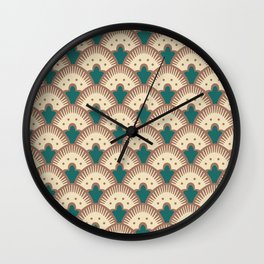 Fan Pattern Brown and Green 991 Wall Clock