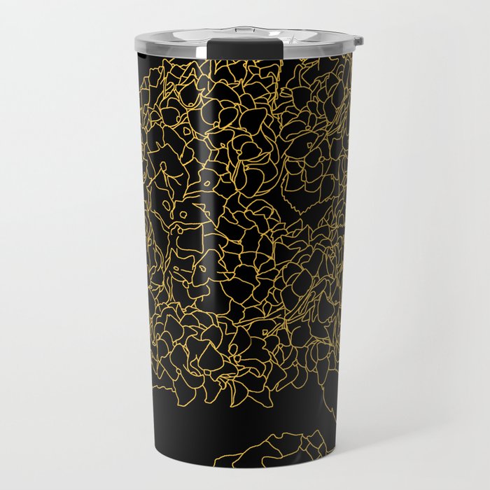 Floral 1 Hydrangea Black Travel Mug