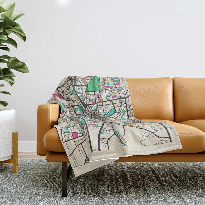 Colorful City Maps: Atlanta, Georgia Throw Blanket