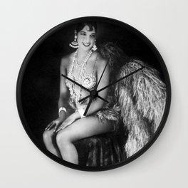 Josephine Baker La Folie du-jour-revue at Folies Bergere, Paris 1926 black and white photography  Wall Clock