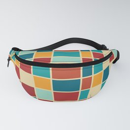 Mid Century Modern Abstract retro colored Grid pattern - Red and Yellow Fanny Pack