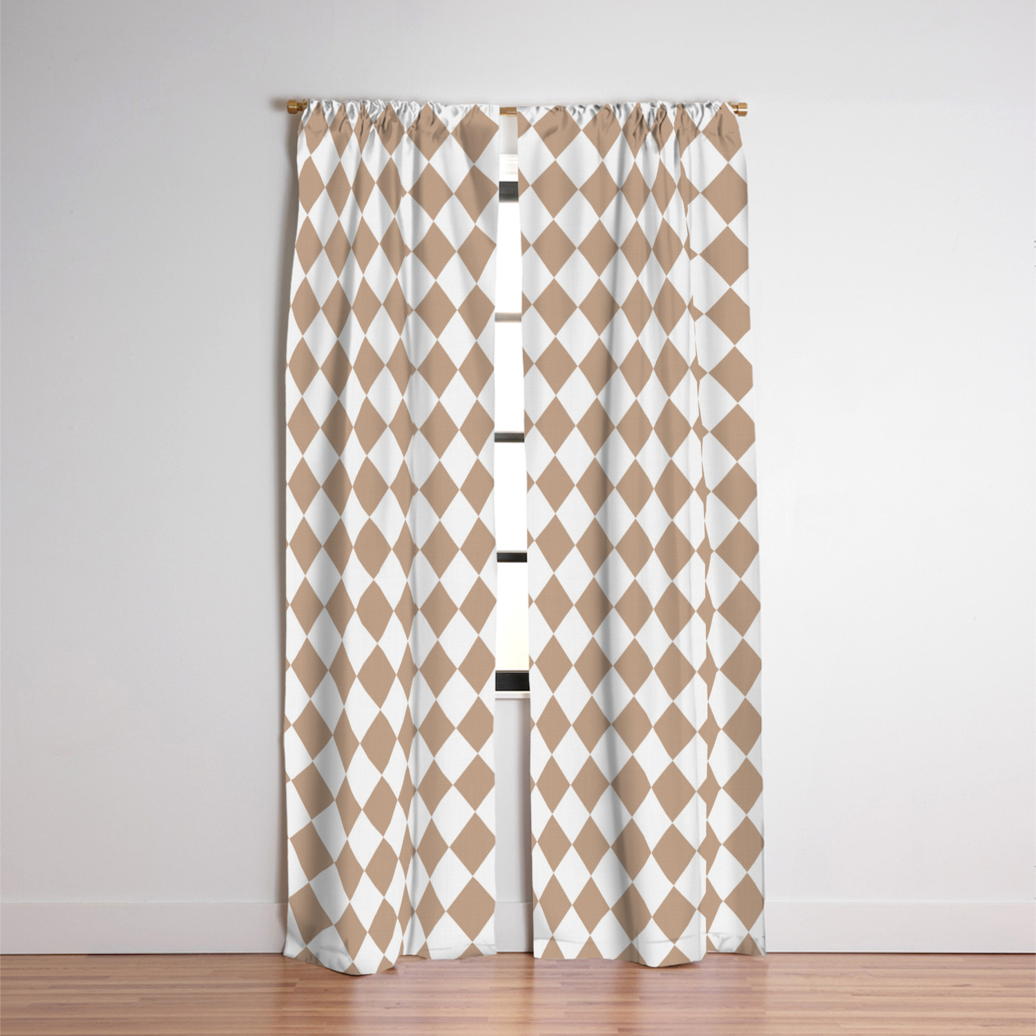 Natural Burlap Modern Diamond Pattern Blackout Curtain By