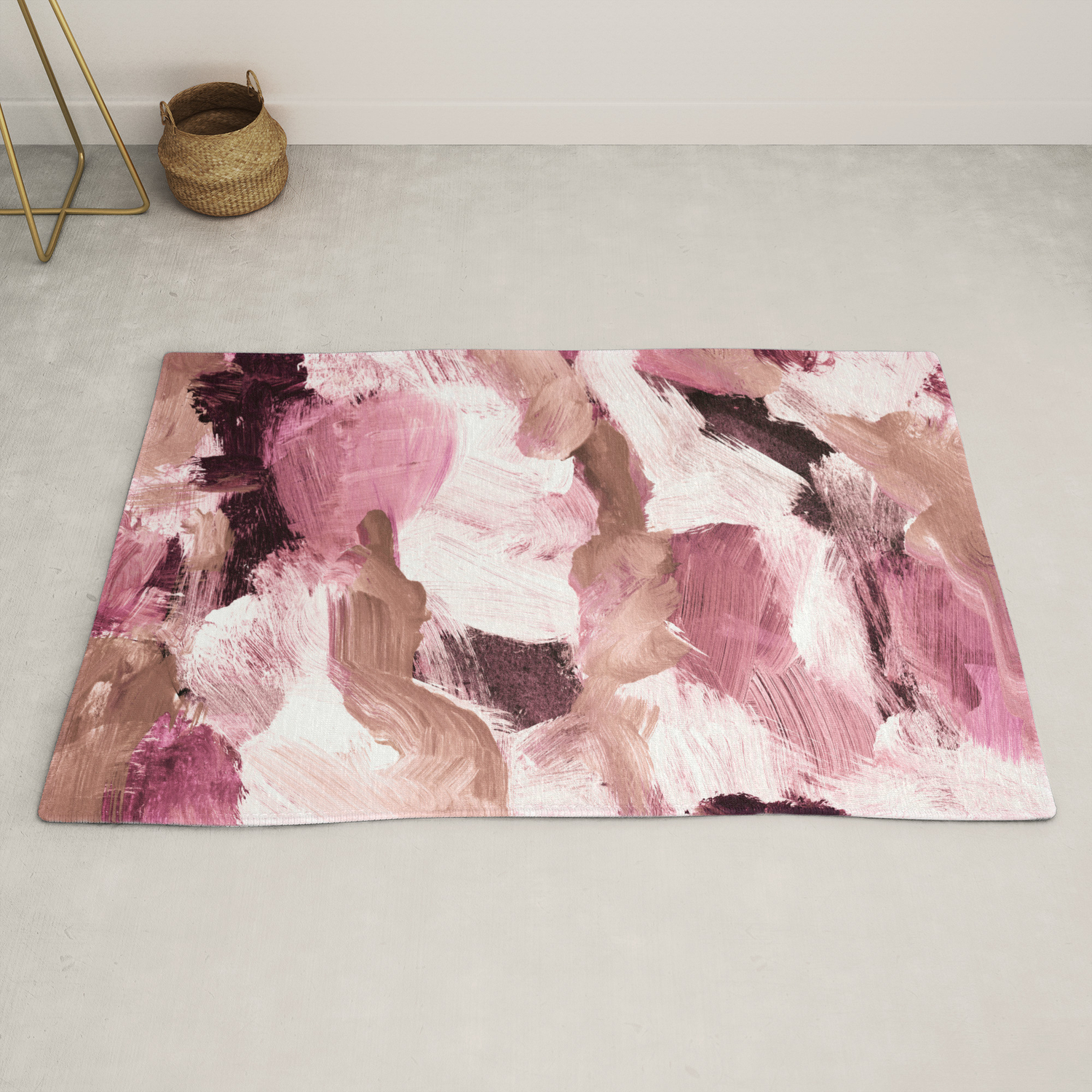 Abstract Painting Vi Coffee And Rose Rug By Patternization