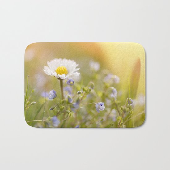 Daisy and court- Daisies Flowers Flower Meadow Spring #Society6 Bath Mat