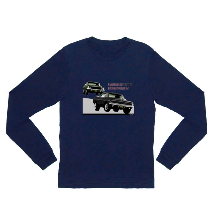 Ford Mustang and Dodge Charger Long Sleeve Shirt | Society6 by Bullitt T car2oonz from