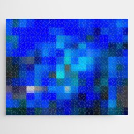geometric pixel square pattern abstract background in blue Jigsaw Puzzle