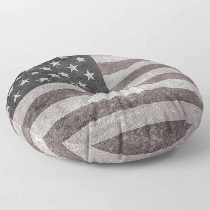 US flag in desaturated grunge Floor Pillow