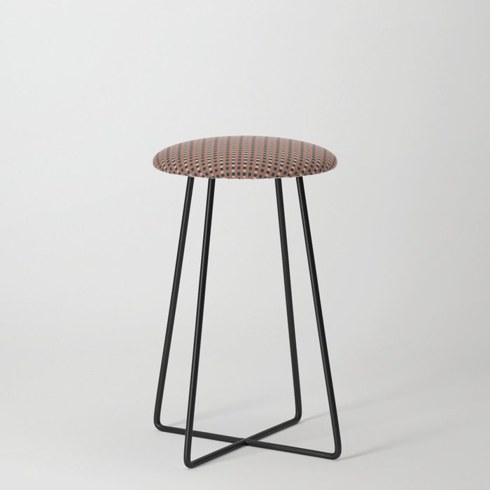 Black Gray Orange Small Diagonal French Checkered Pattern Counter Stool