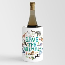 Watercolor Save the Animals Wine Chiller