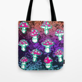 Jewel Tone Mushroom Sketch Pattern Tote Bag