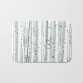 Pale Birch and Blue Bath Mat | Realism, Painting, White, Blue, Landscape, Nature, Pattern, Digital, Rugged, Winter 