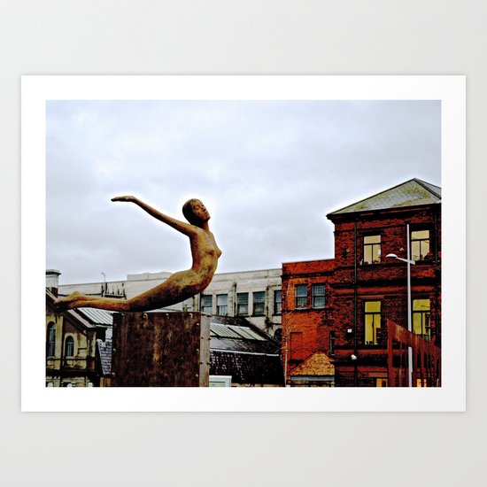 She Flies Across Belfast Art Print