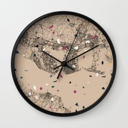 England, Portsmouth - Terrazzo Map Illustrated Wall Clock