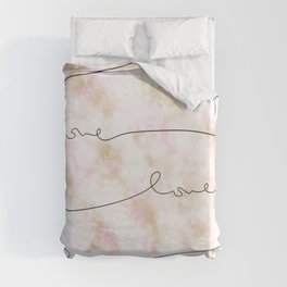 Pink Marble Love Duvet Cover