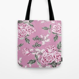Seamless pattern pink rose vintage flowers Tote Bag