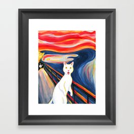 Cat surprise Framed Art Print