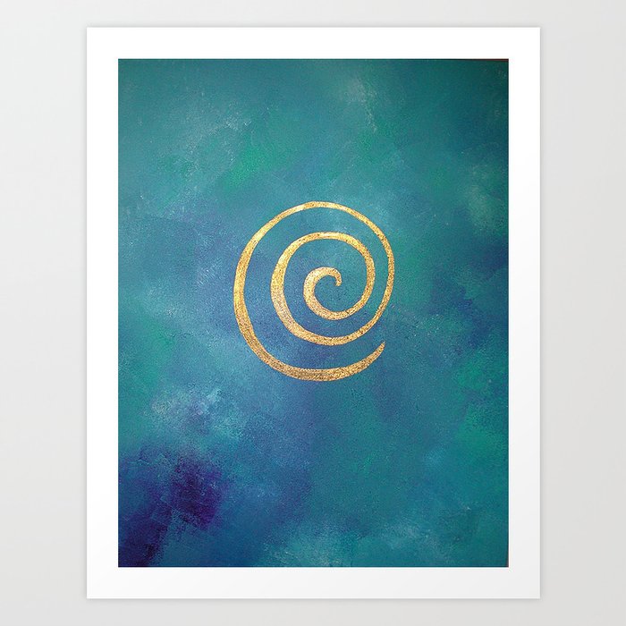 Infinity Bright Blue And Gold Abstract Modern Art Painting Art Print