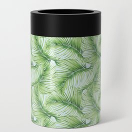 Watercolor Tropical Jungle Palm Leaves Can Cooler