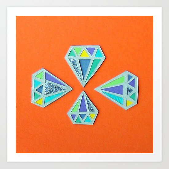 Diamonds Papercut Art Print