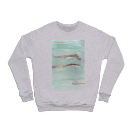 Modern abstract mint rose gold watercolor brushstrokes Crewneck Sweatshirt