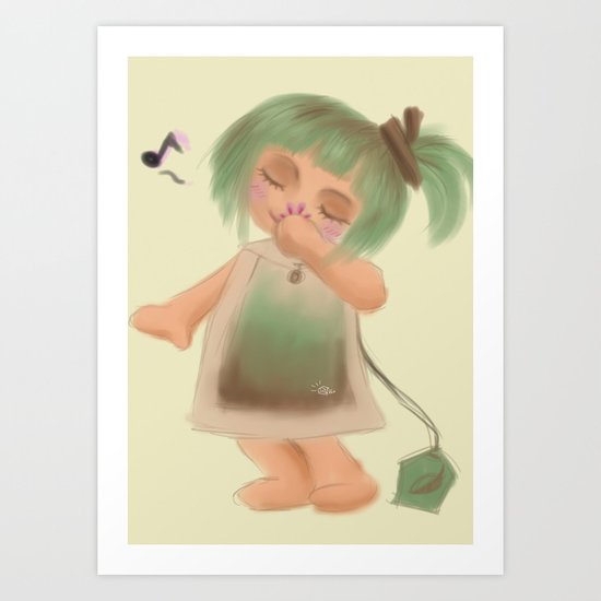 Green Tea Girl Art Print