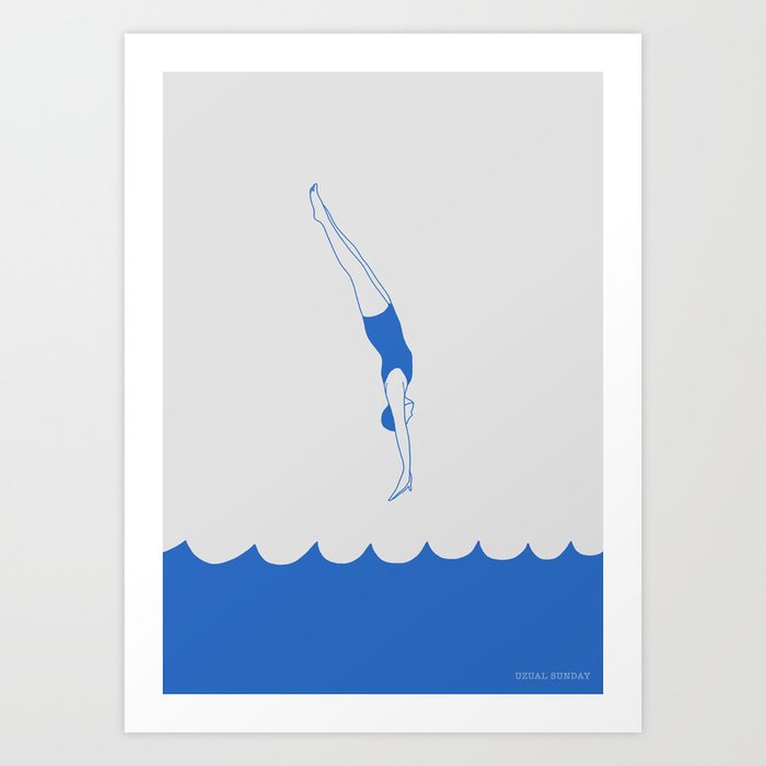 Diving into the Sea Art Print