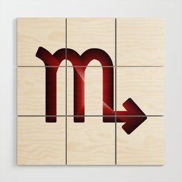 scorpio zodiac sign in red gradient color Wood Wall Art