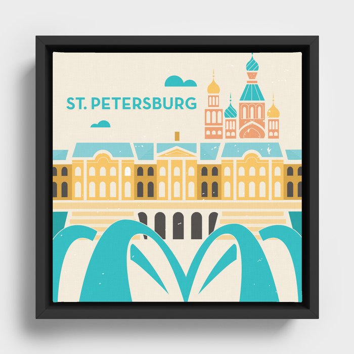 St. Petersburg Fountains Framed Canvas