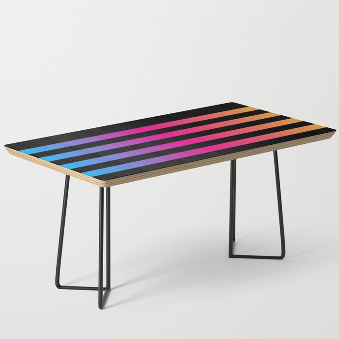 Black & Rainbow Gradient Stripes Coffee Table