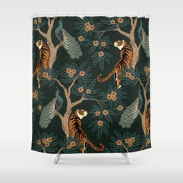 Vintage tiger and peacock Shower Curtain