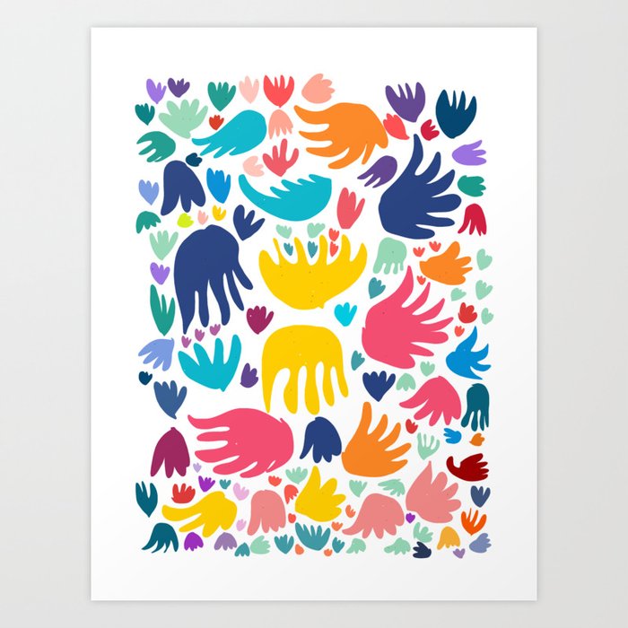 Abstract Flowers and Bird Pattern  Art Print