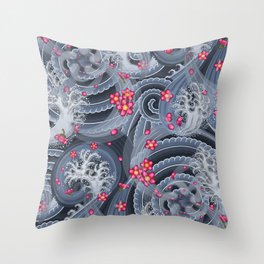 SAKURA – Pink + Ink Blue | Collection : Irezumi – Japanese Tattoo Prints | Throw Pillow