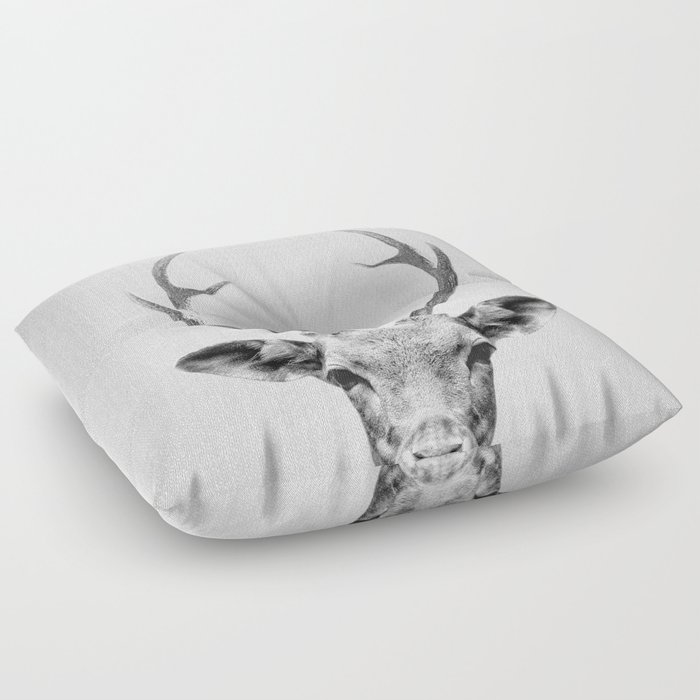 Deer - Black & White Floor Pillow