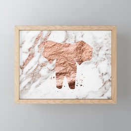 Elephant - rose gold marble Framed Mini Art Print