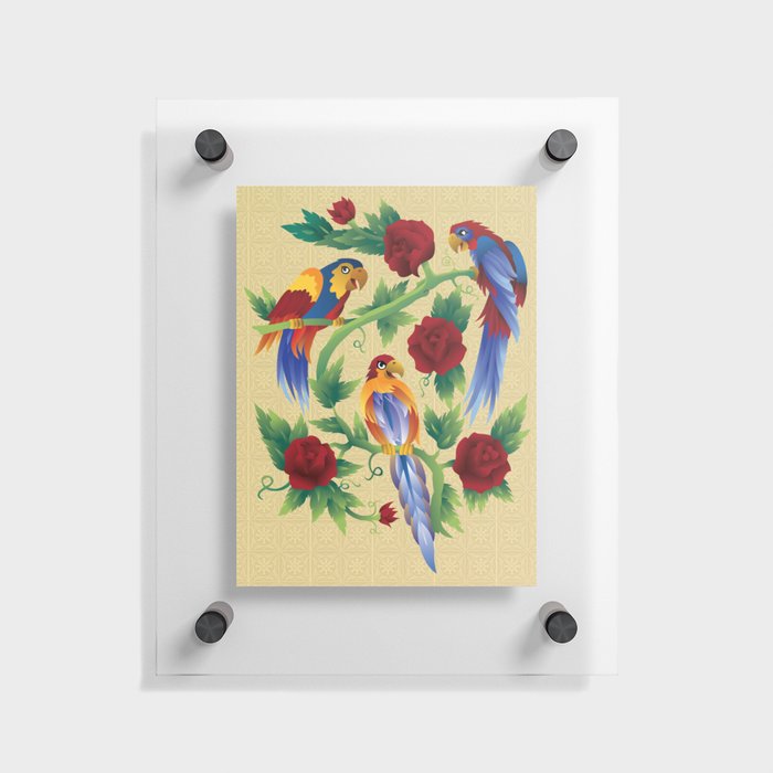 Parrots and Roses Floating Acrylic Print