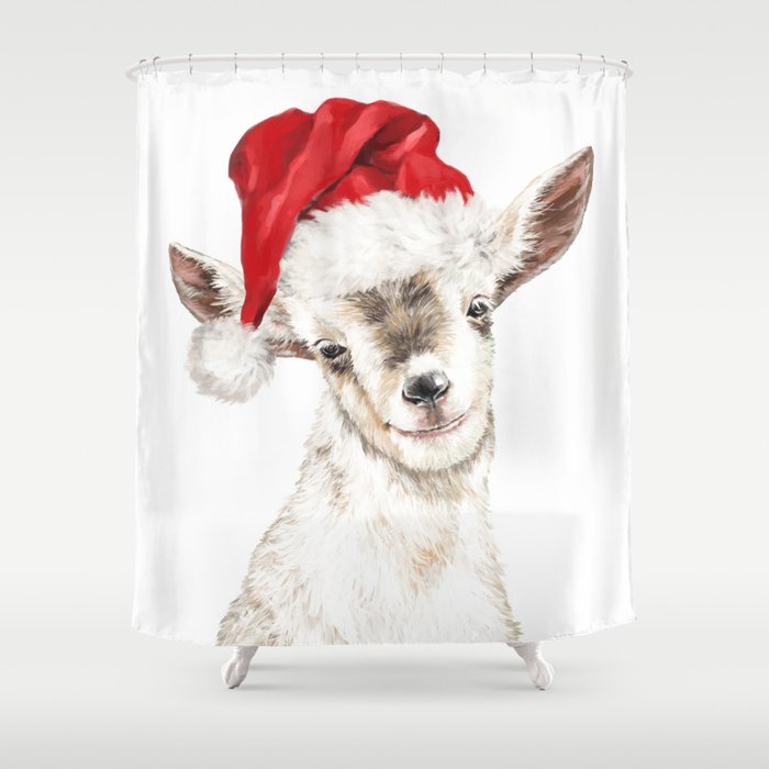 Oh My Christmas Goat Shower Curtain